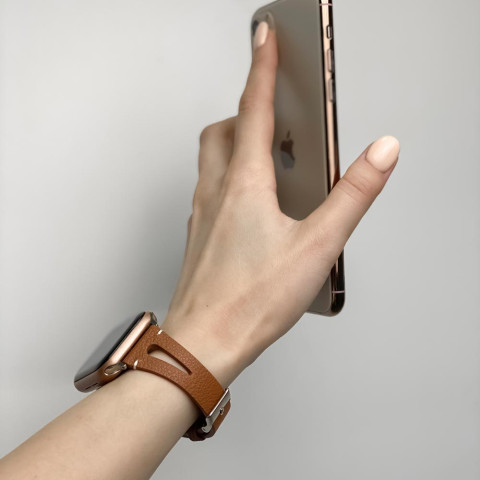Кожаный ремешок V-Leather для Apple Watch 38/40/41mm Saddle brown